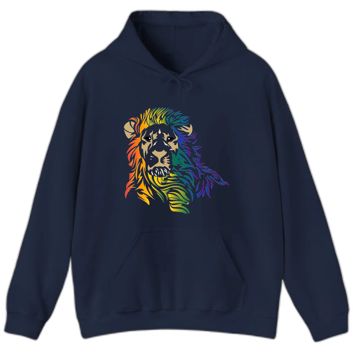Rainbow Lion Pride Hoodie in Navy