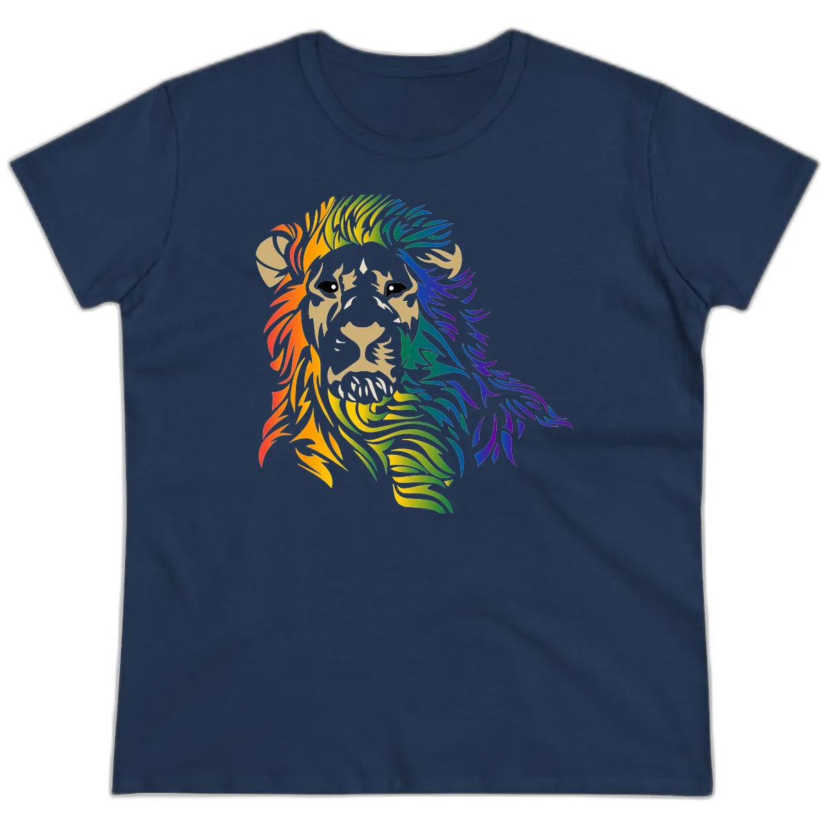 Rainbow Lion Pride Ladies Tee in Navy