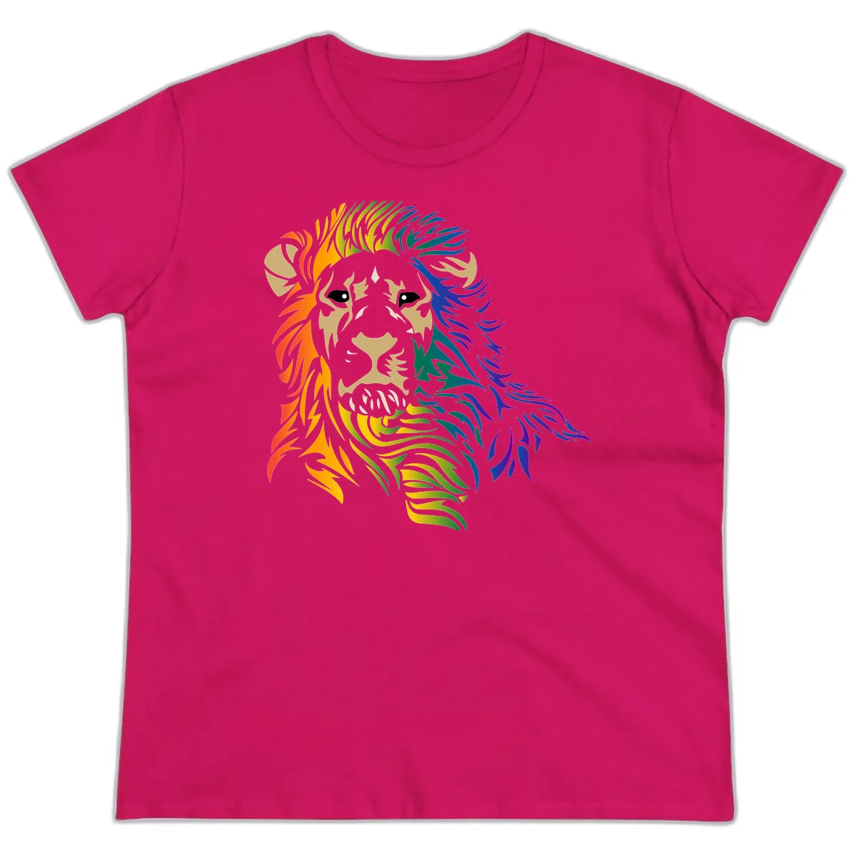 Rainbow Lion Pride Ladies Tee in Heliconia
