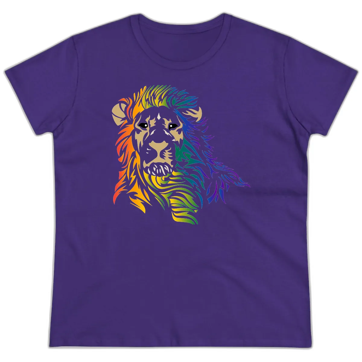 Rainbow Lion Pride Ladies Tee in Purple