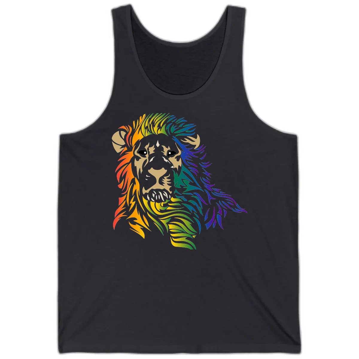Rainbow Lion Pride Tank in Dark Grey