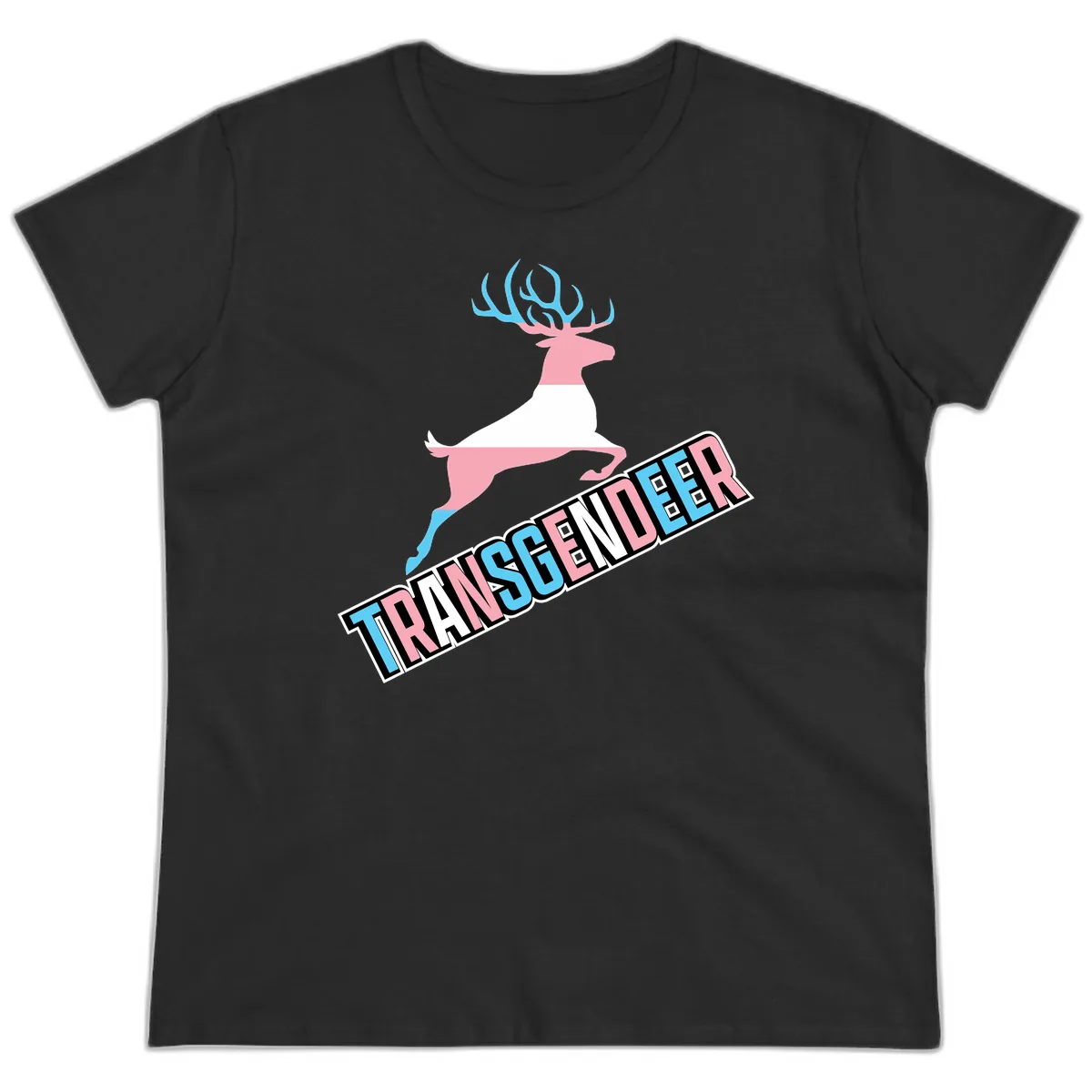 Transgender Deer Pride Ladies Tee in Black