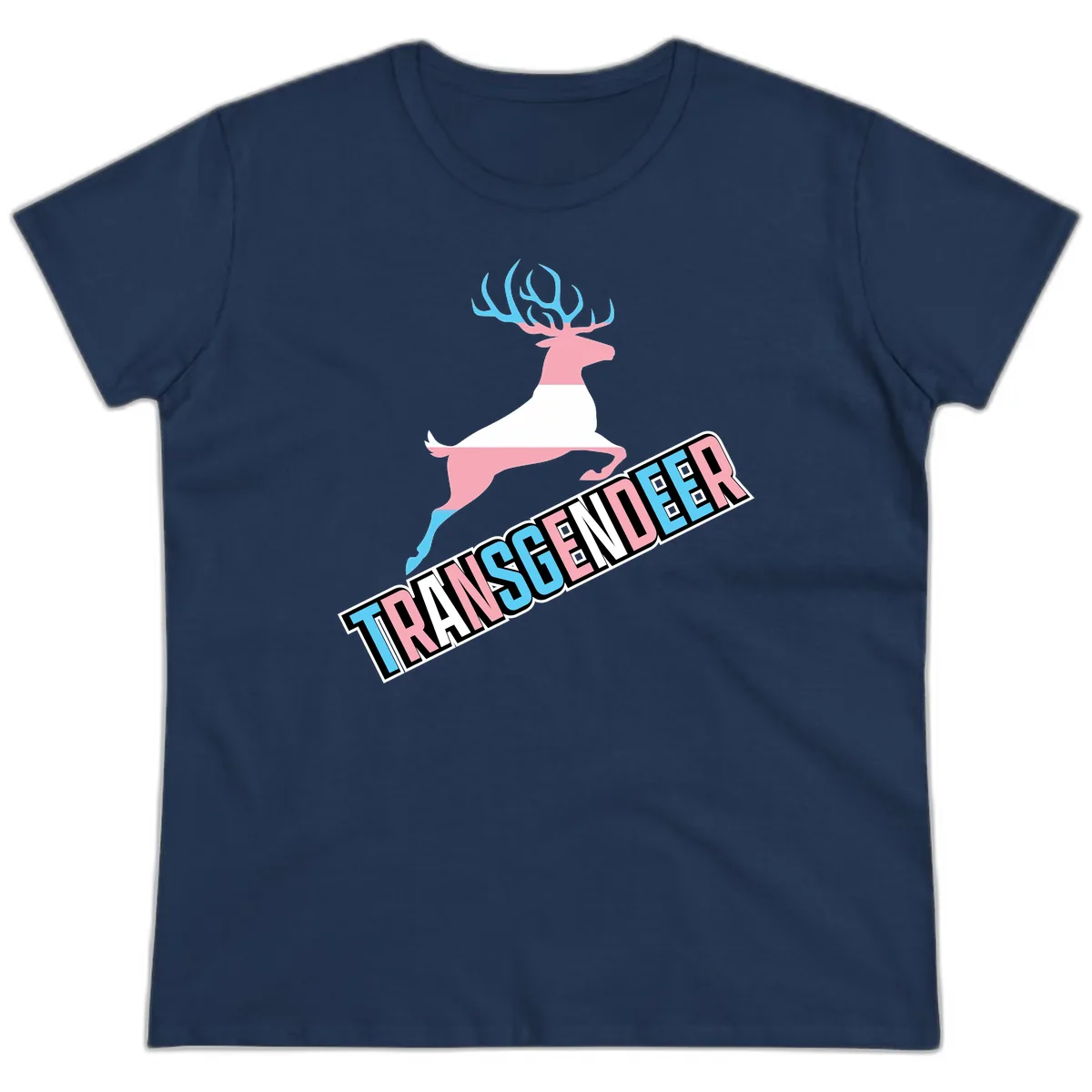 Transgender Deer Pride Ladies Tee in Navy
