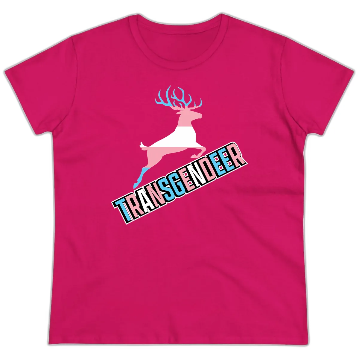 Transgender Deer Pride Ladies Tee in Heliconia