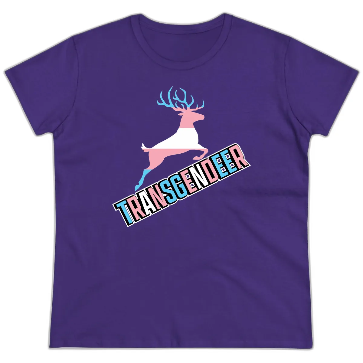 Transgender Deer Pride Ladies Tee in Purple