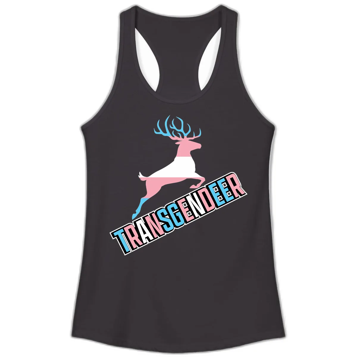 Transgender Deer Pride Ladies Tank in Black