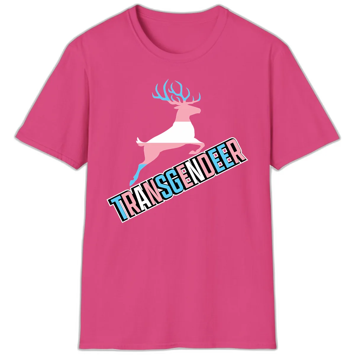 Transgender Deer Pride T-Shirt in Heliconia