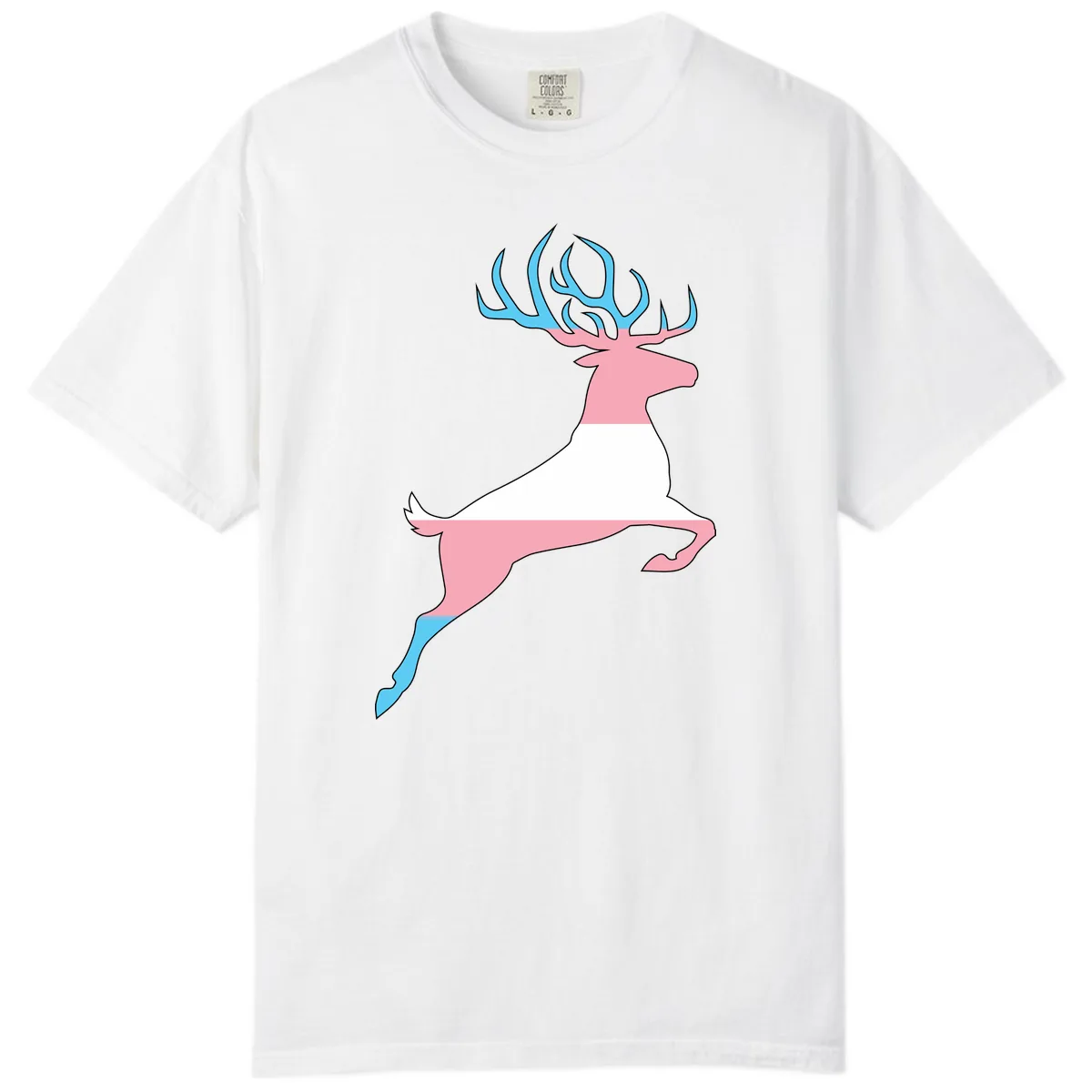 Prancing Stag With Gradient Antlers Comfort Color in White
