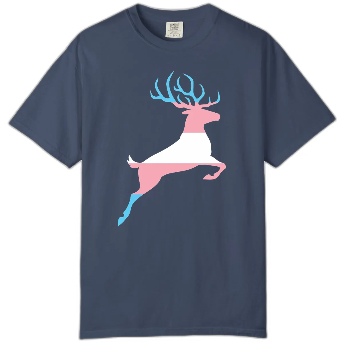 Prancing Stag With Gradient Antlers Comfort Color in Midnight