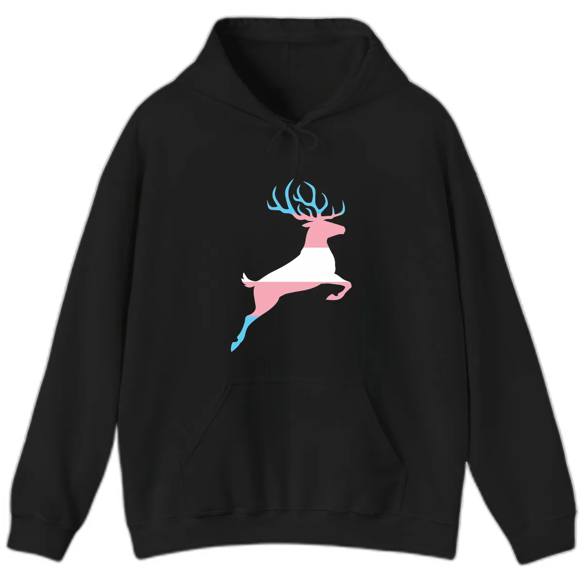 Prancing Stag With Gradient Antlers Hoodie in Black