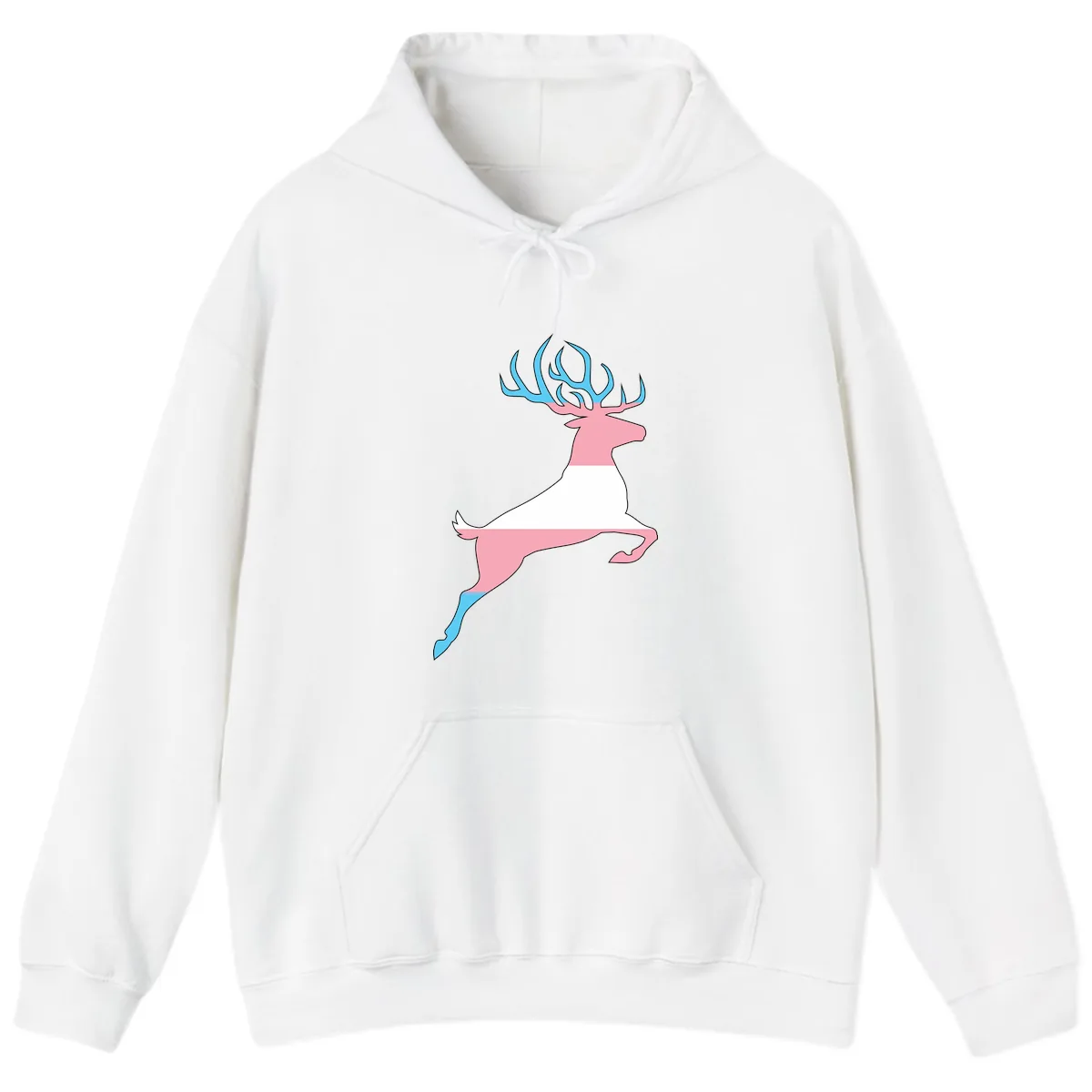 Prancing Stag With Gradient Antlers Hoodie in White