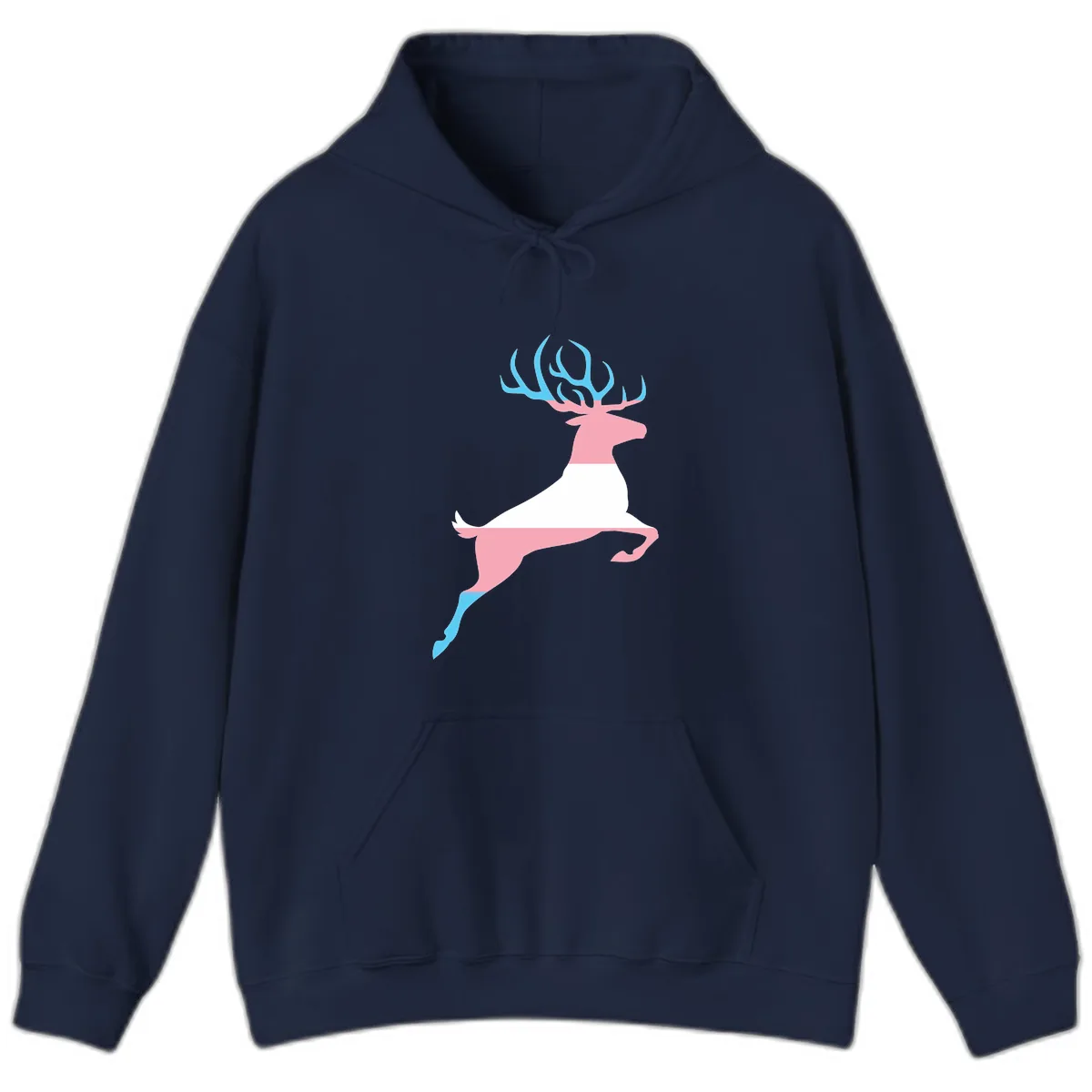 Prancing Stag With Gradient Antlers Hoodie in Navy
