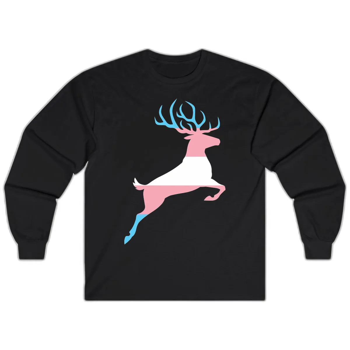 Prancing Stag With Gradient Antlers Long Sleeve in Black