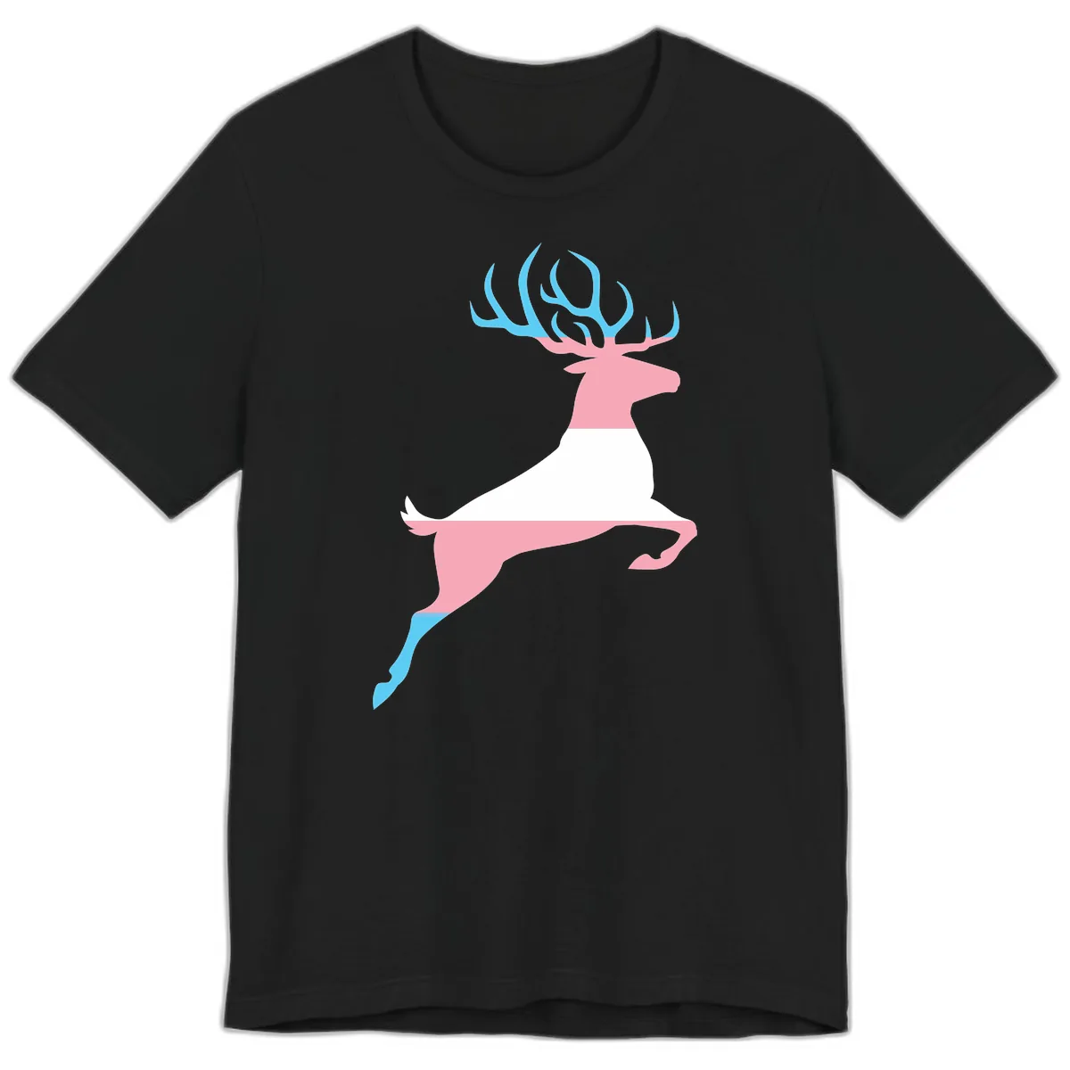 Prancing Stag With Gradient Antlers Premium T-Shirt in Black