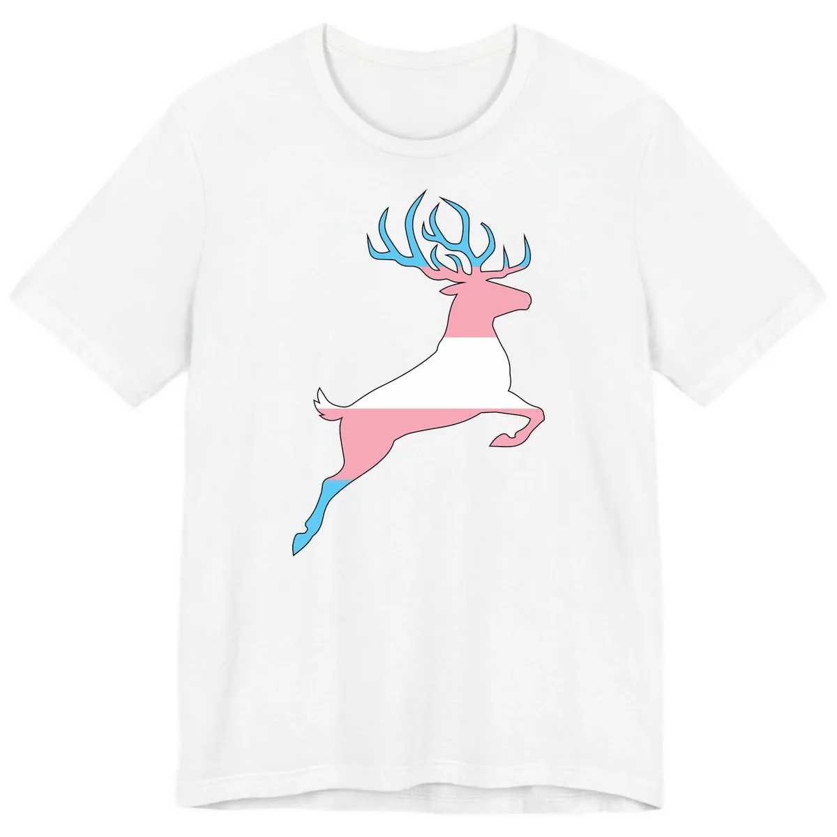 Prancing Stag With Gradient Antlers Premium T-Shirt in White