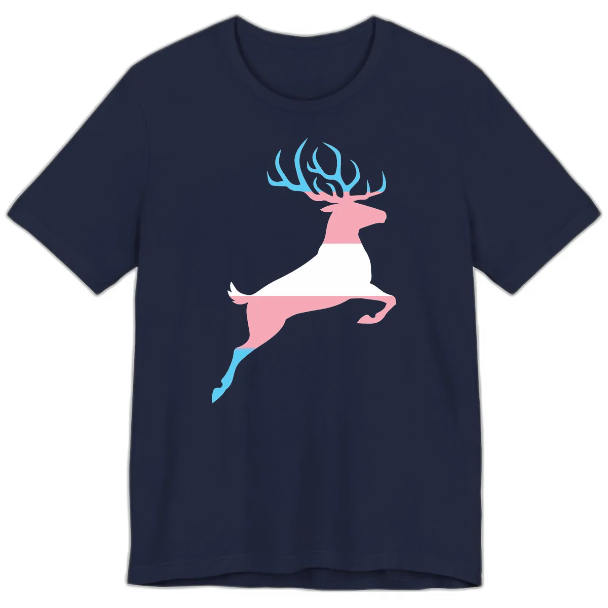 Prancing Stag With Gradient Antlers Premium T-Shirt in Navy