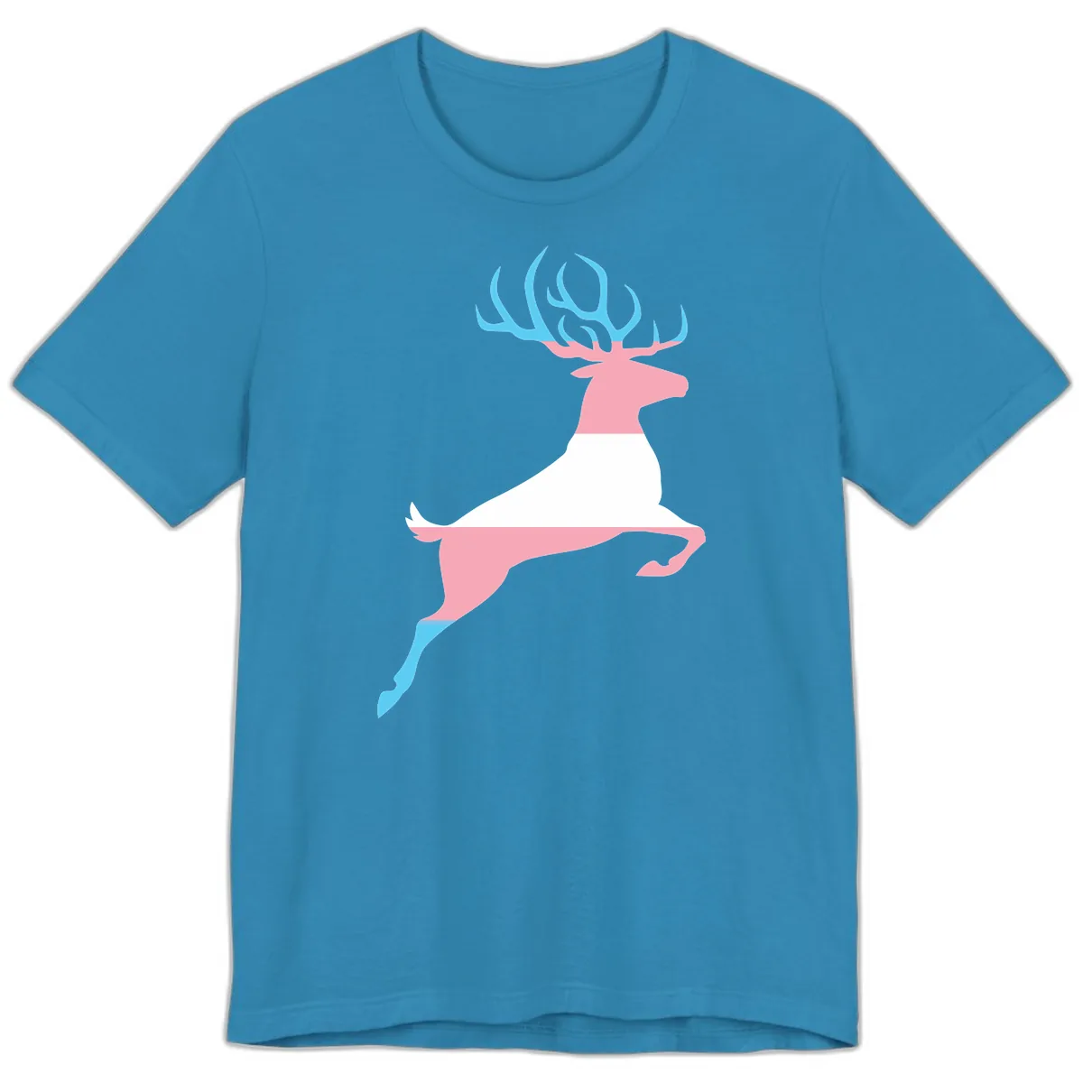 Prancing Stag With Gradient Antlers Premium T-Shirt in Aqua