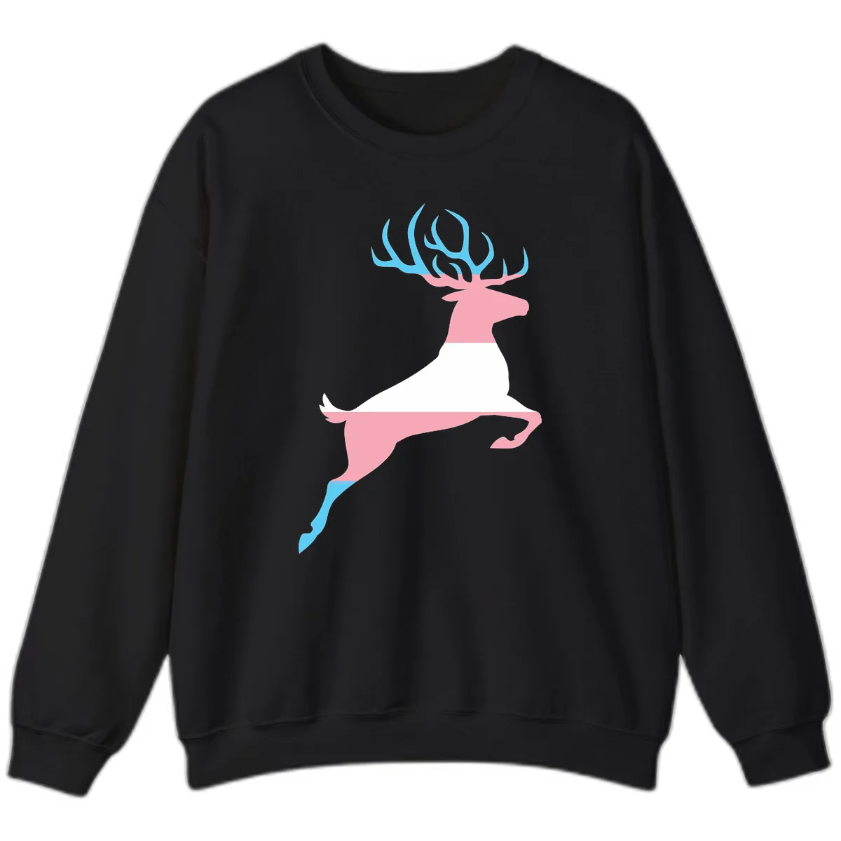 Prancing Stag With Gradient Antlers Sweatshirt in Black