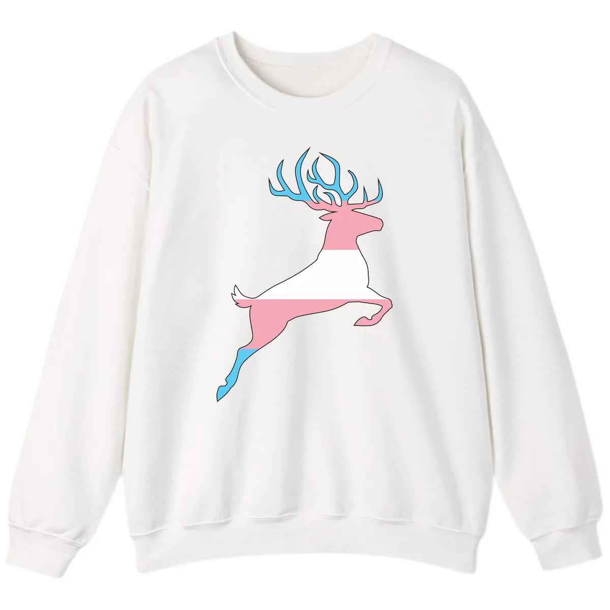 Prancing Stag With Gradient Antlers Sweatshirt in White