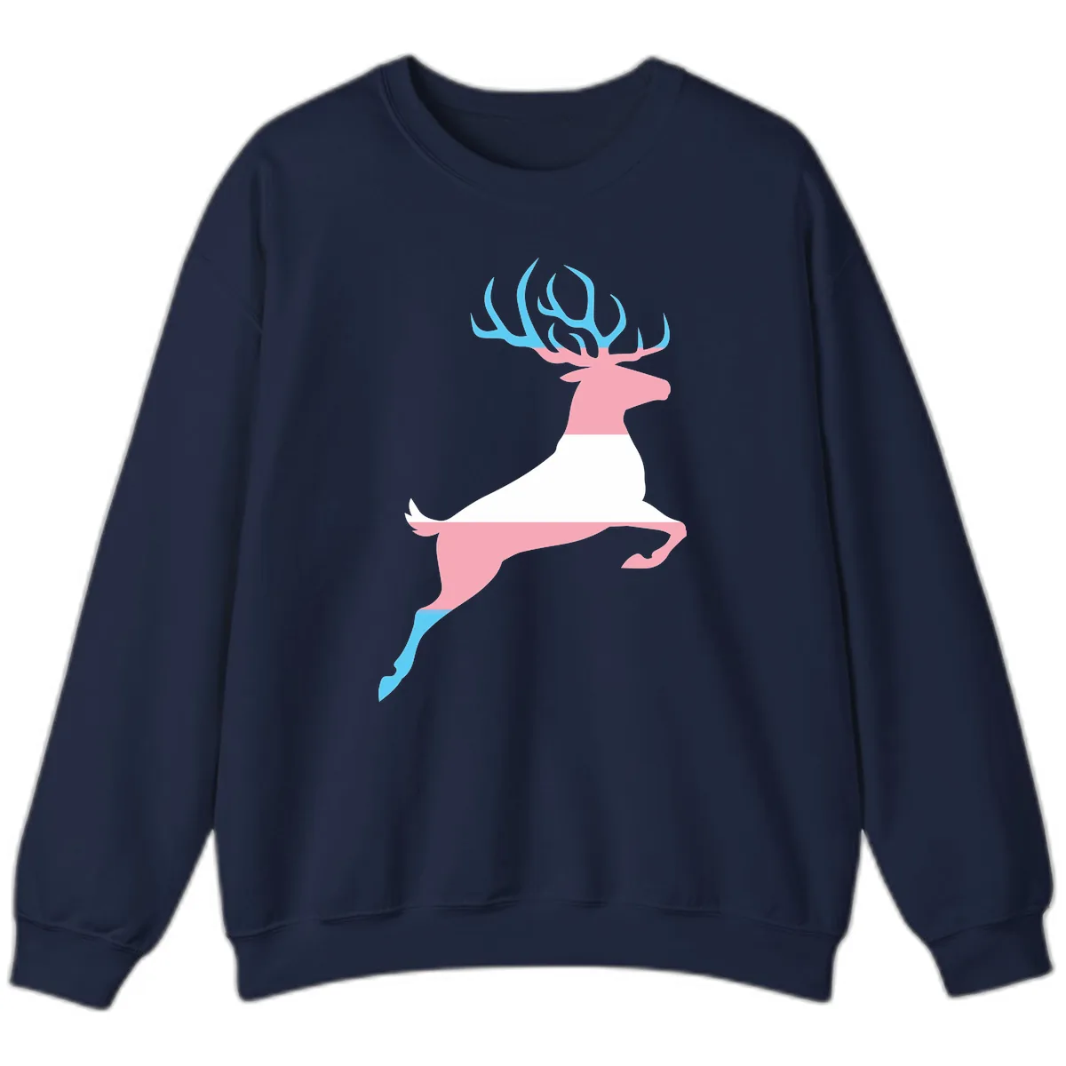 Prancing Stag With Gradient Antlers Sweatshirt in Navy