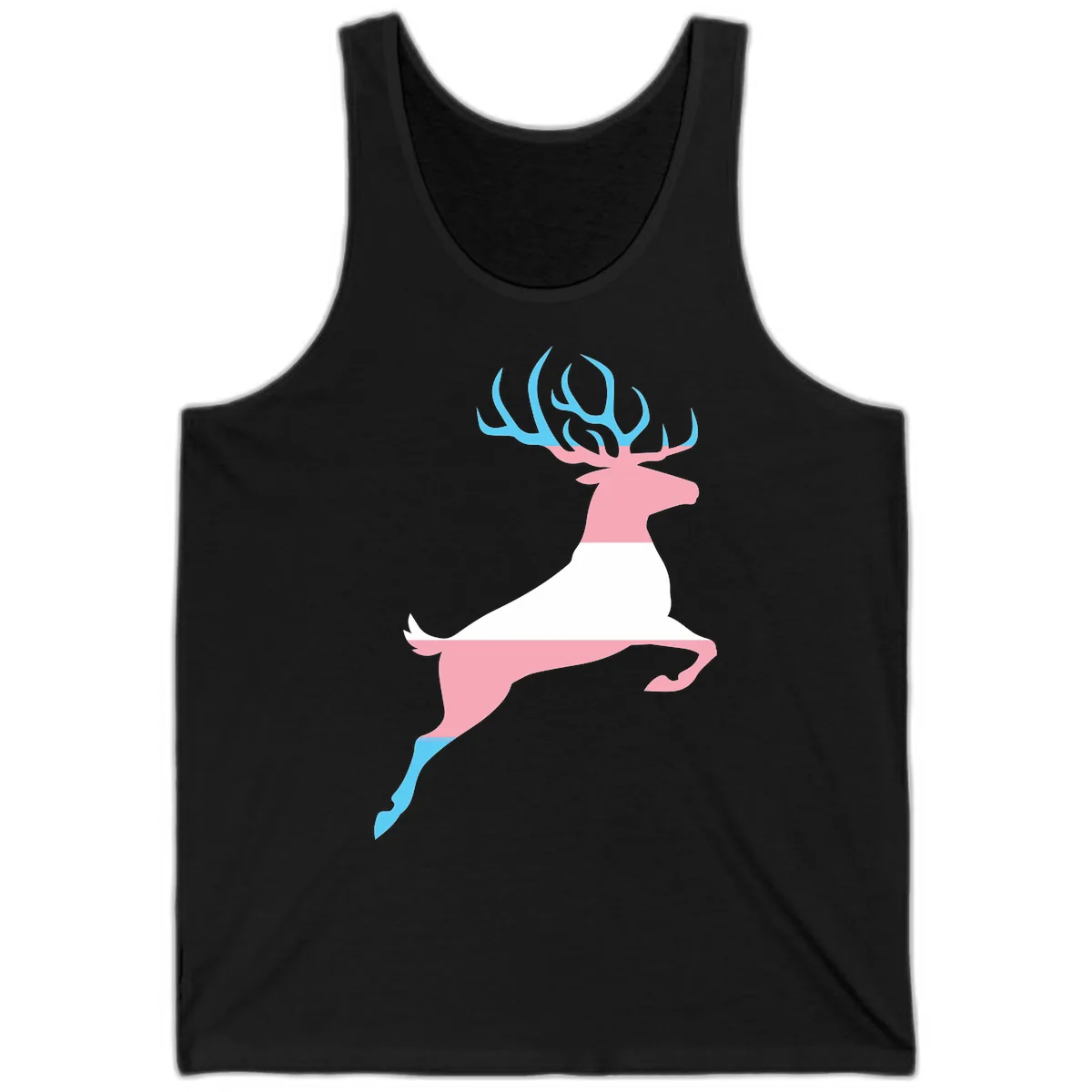 Prancing Stag With Gradient Antlers Tank in Black