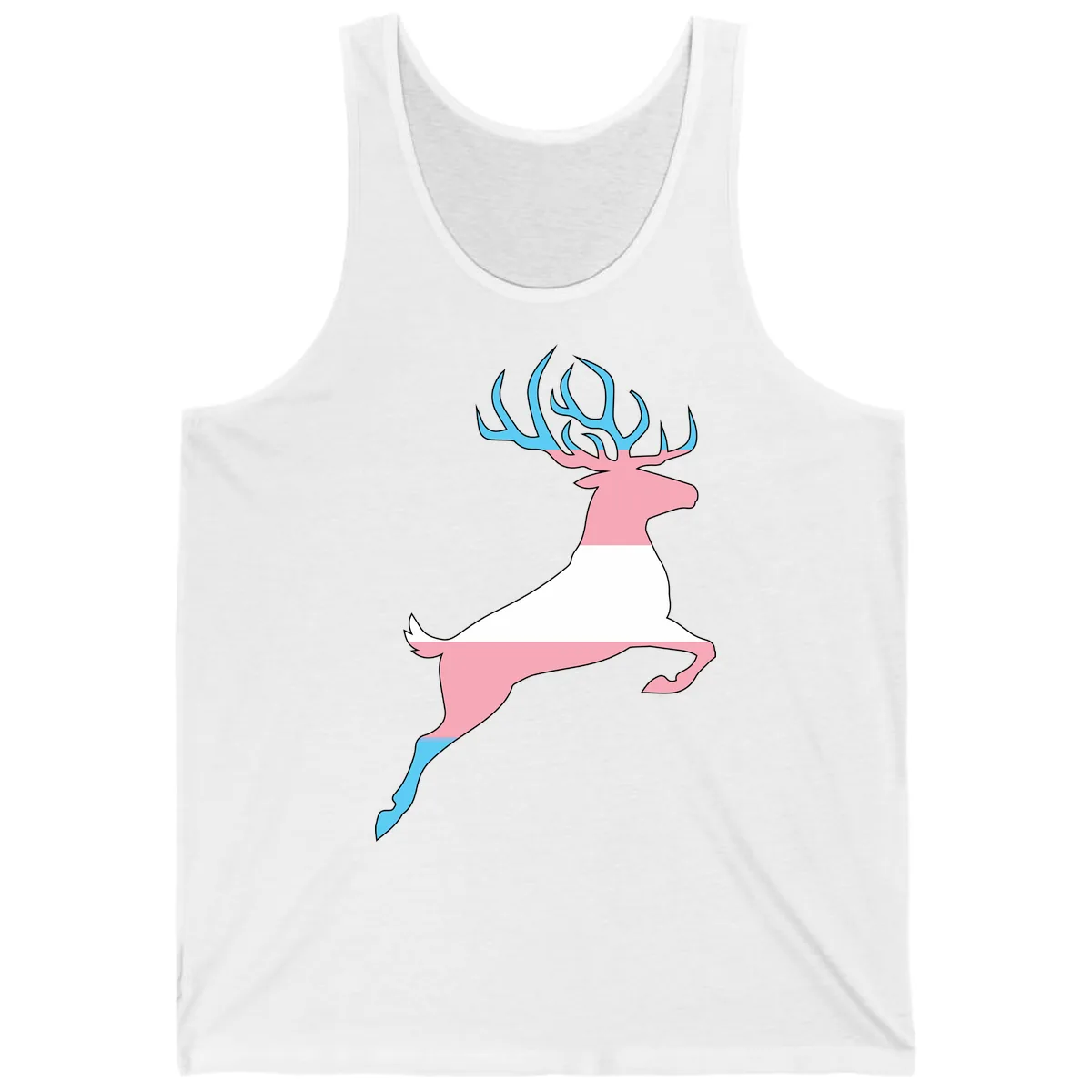 Prancing Stag With Gradient Antlers Tank in White