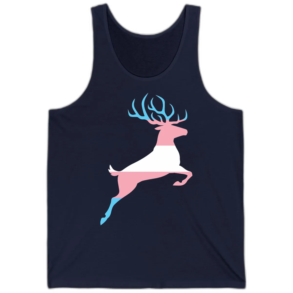 Prancing Stag With Gradient Antlers Tank in Navy