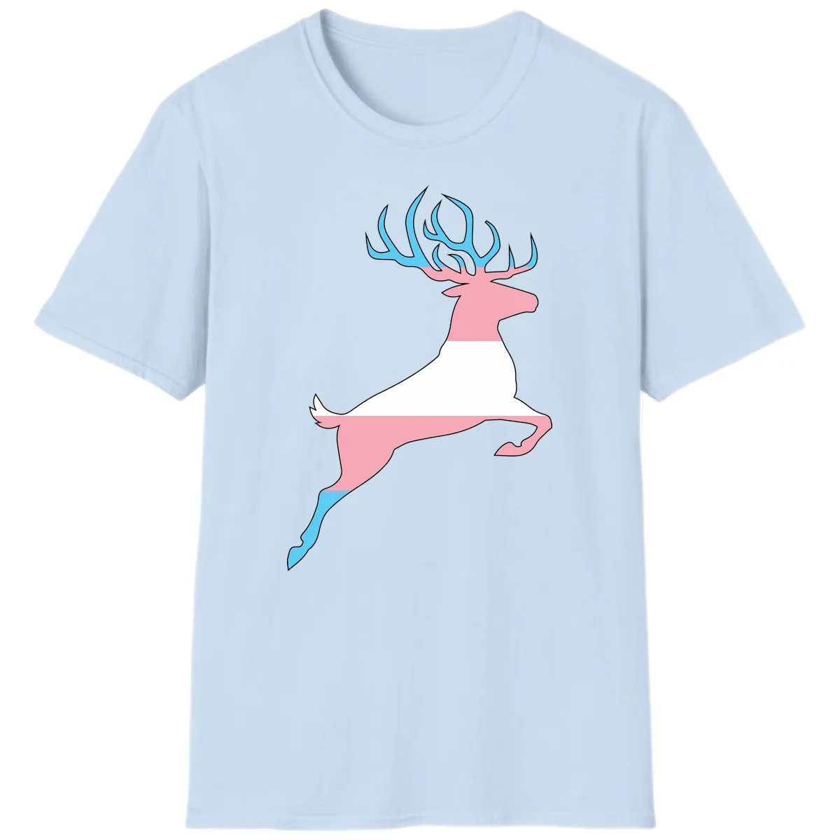 Prancing Stag With Gradient Antlers T-Shirt in Light Blue