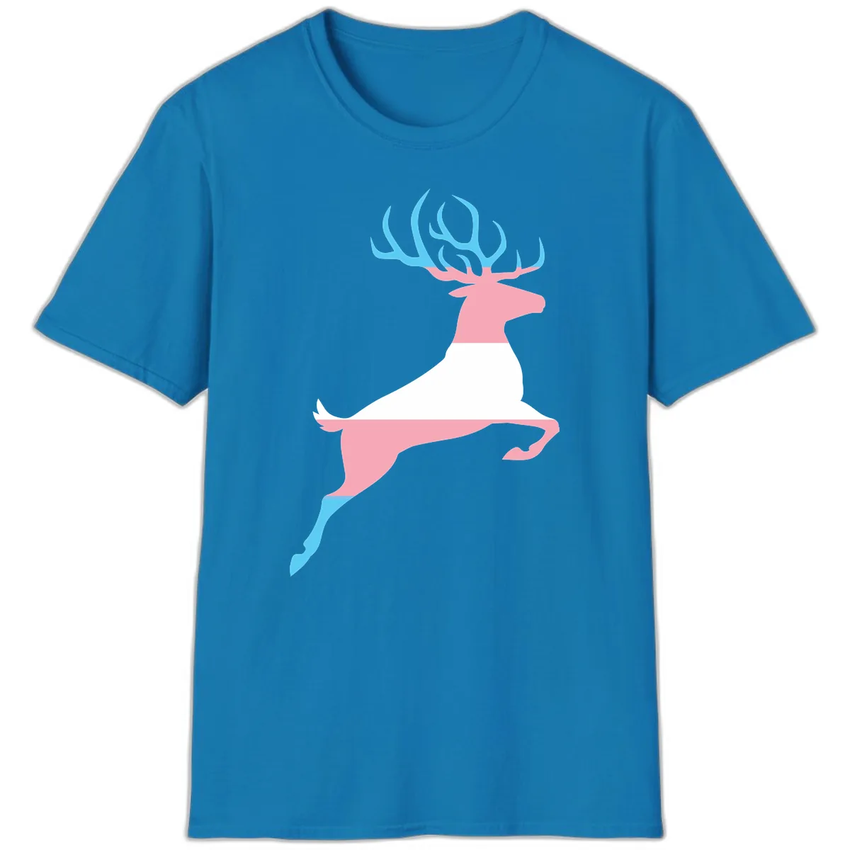 Prancing Stag With Gradient Antlers T-Shirt in Sapphire