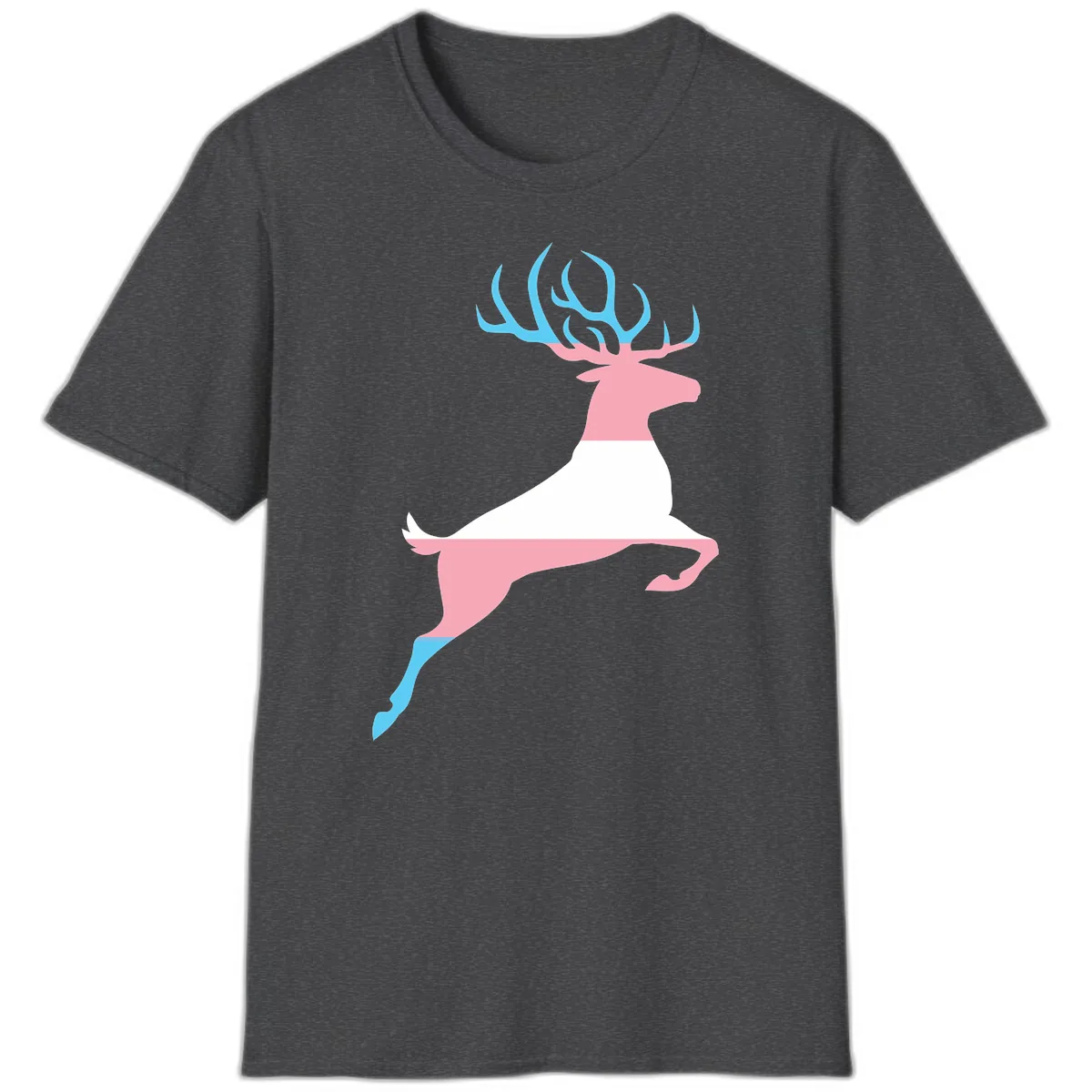 Prancing Stag With Gradient Antlers T-Shirt in Dark Heather