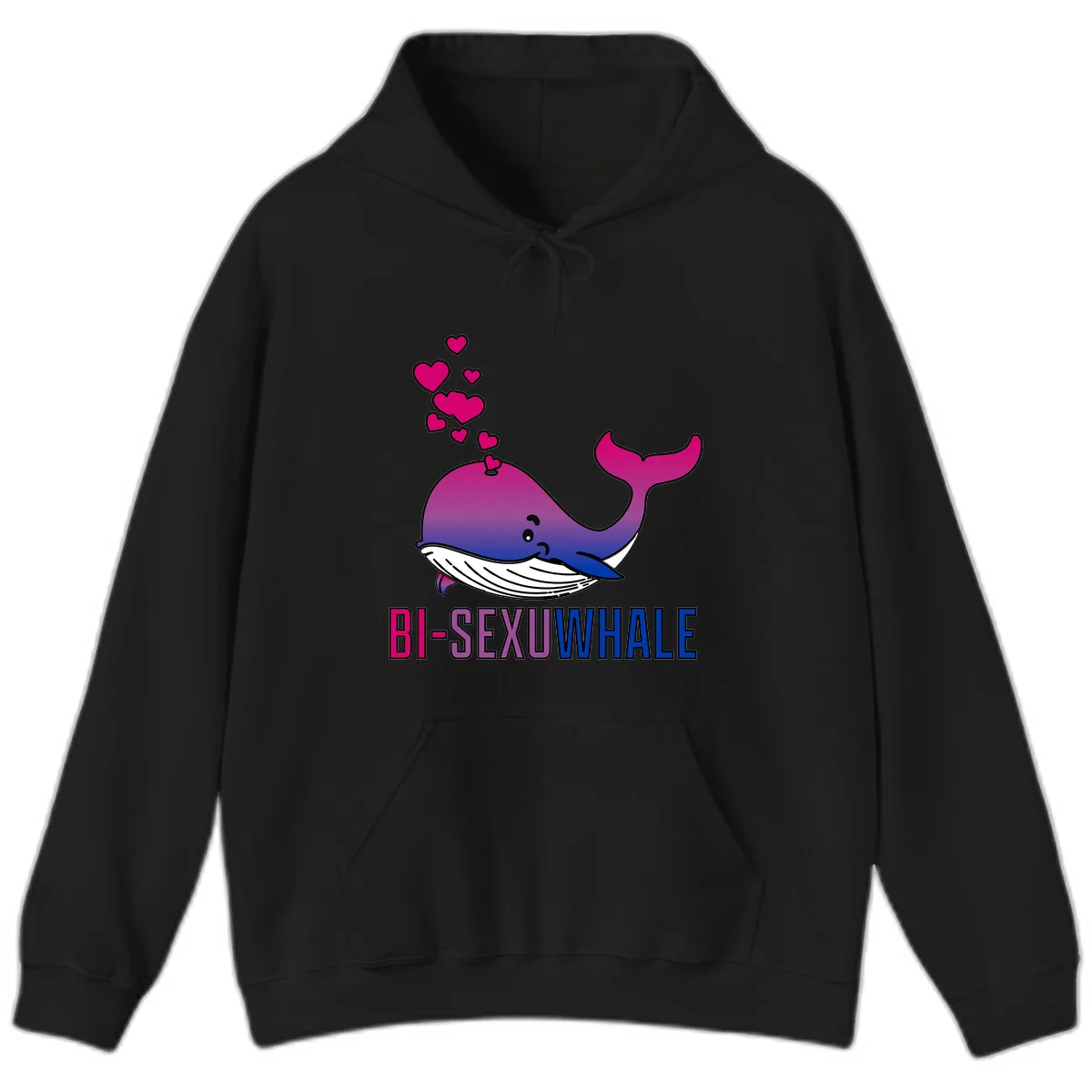 Bi-Sexual Whale Hoodie in Black
