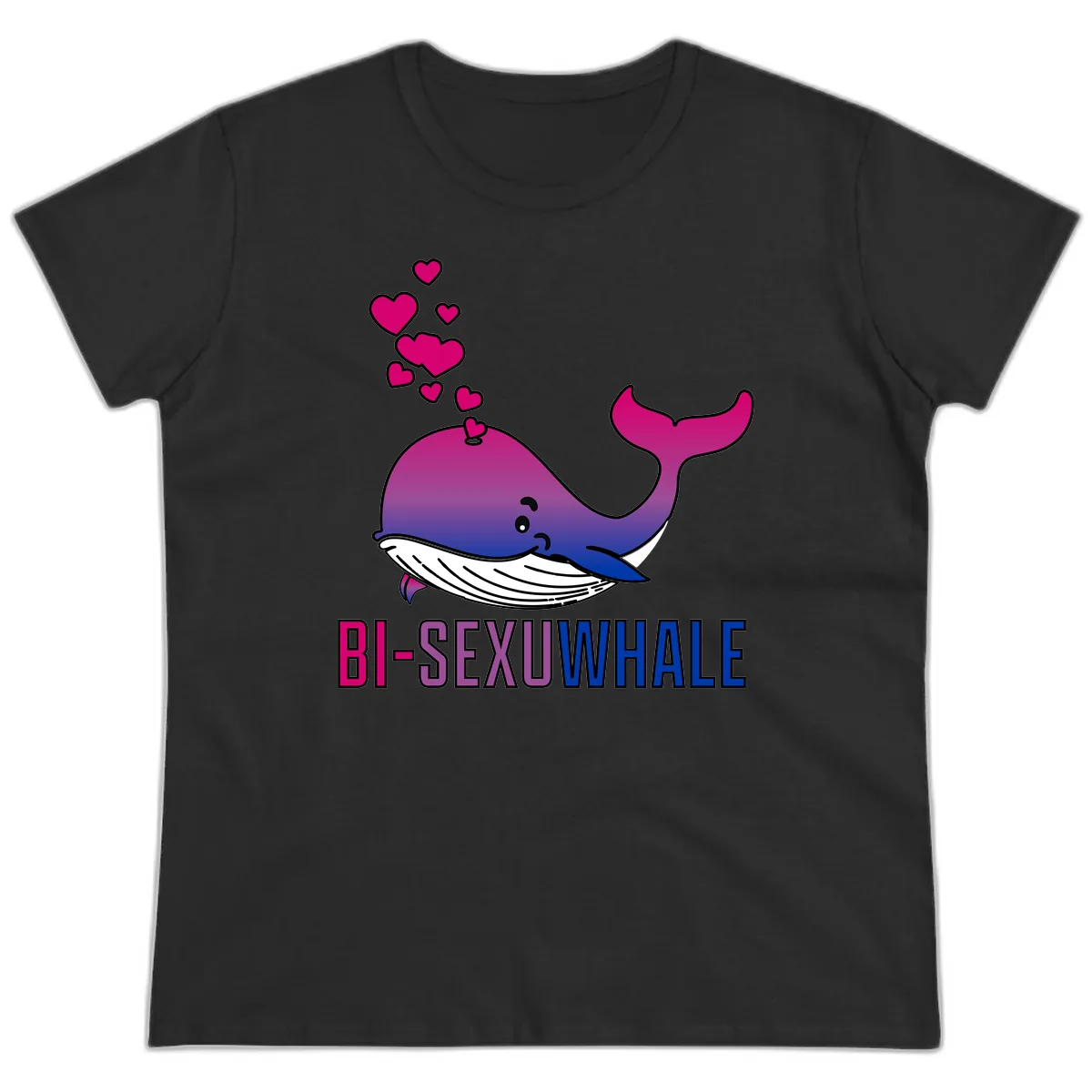 Bi-Sexual Whale Ladies Tee in Black