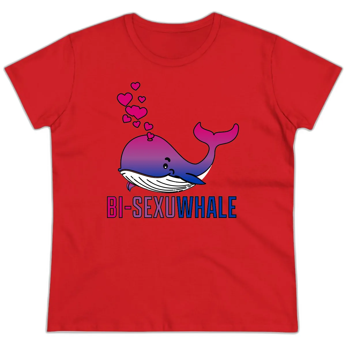 Bi-Sexual Whale Ladies Tee in Red