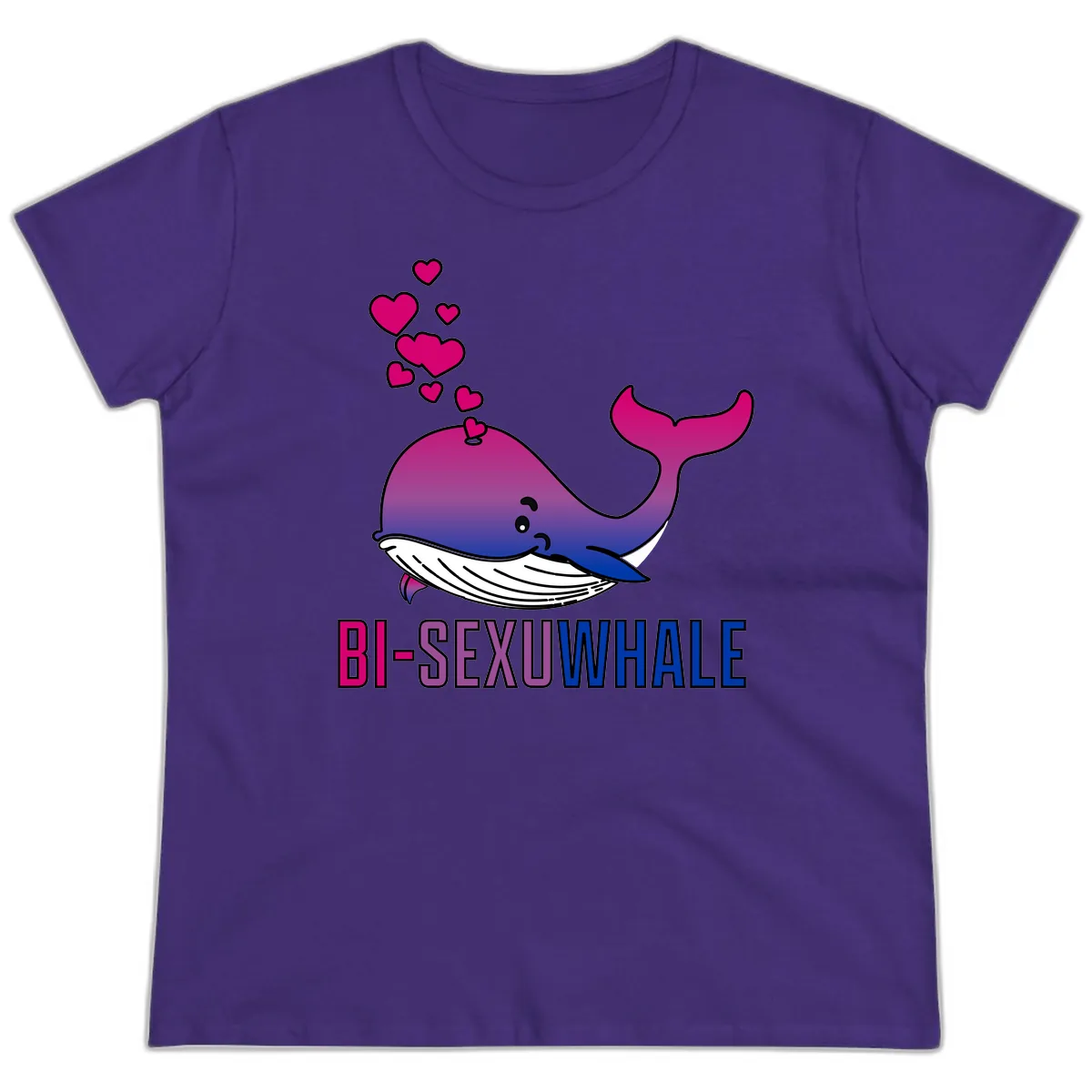 Bi-Sexual Whale Ladies Tee in Purple