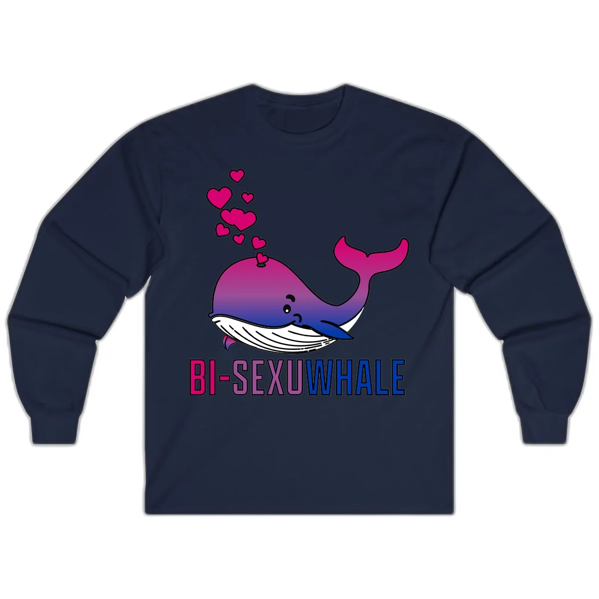 Bi-Sexual Whale Long Sleeve in Navy