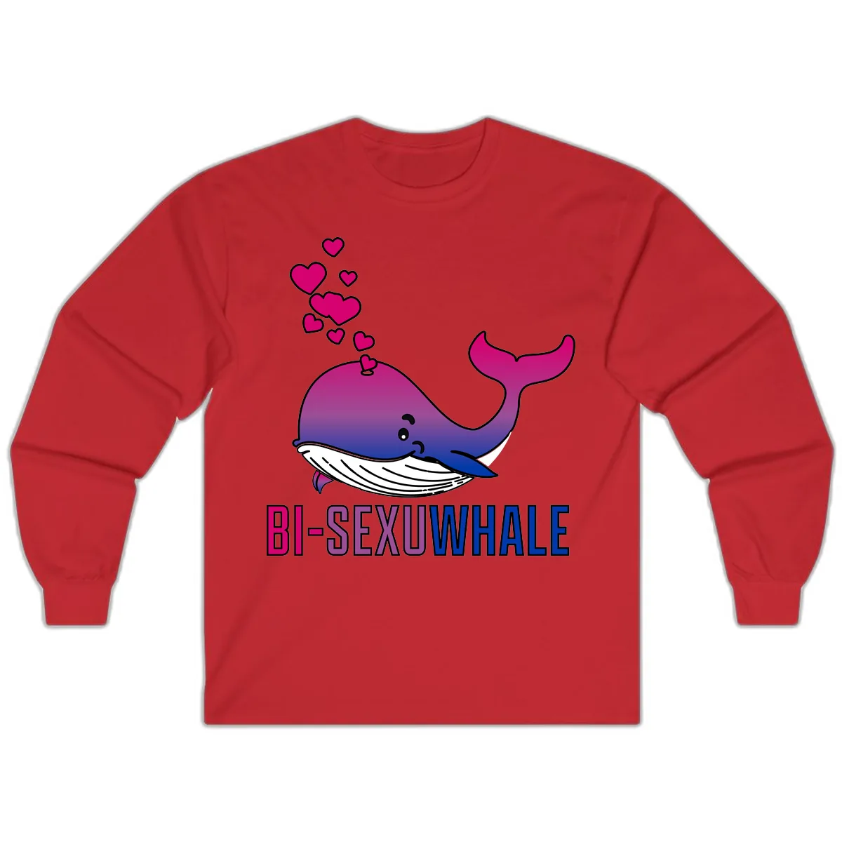 Bi-Sexual Whale Long Sleeve in Red