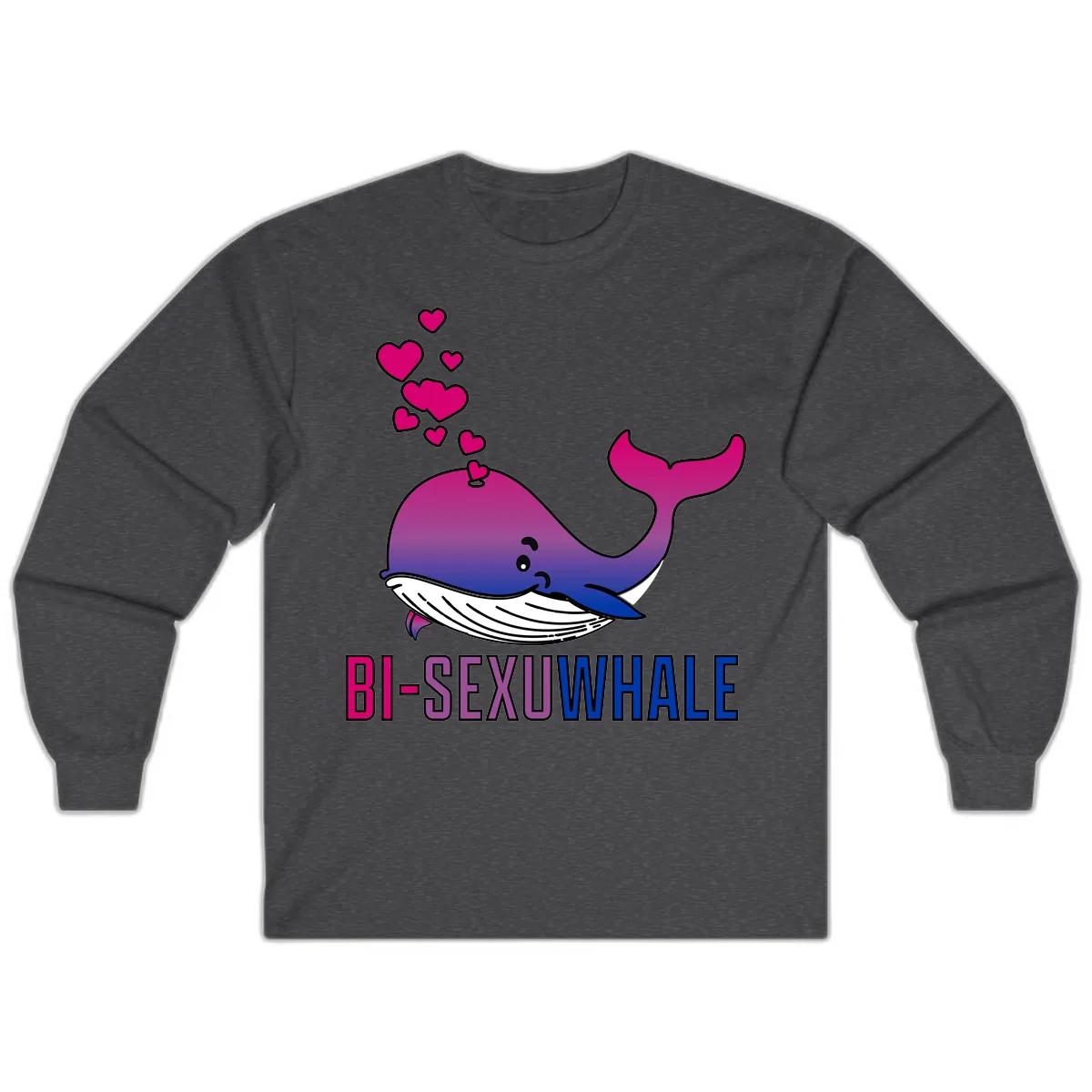 Bi-Sexual Whale Long Sleeve in Dark Heather