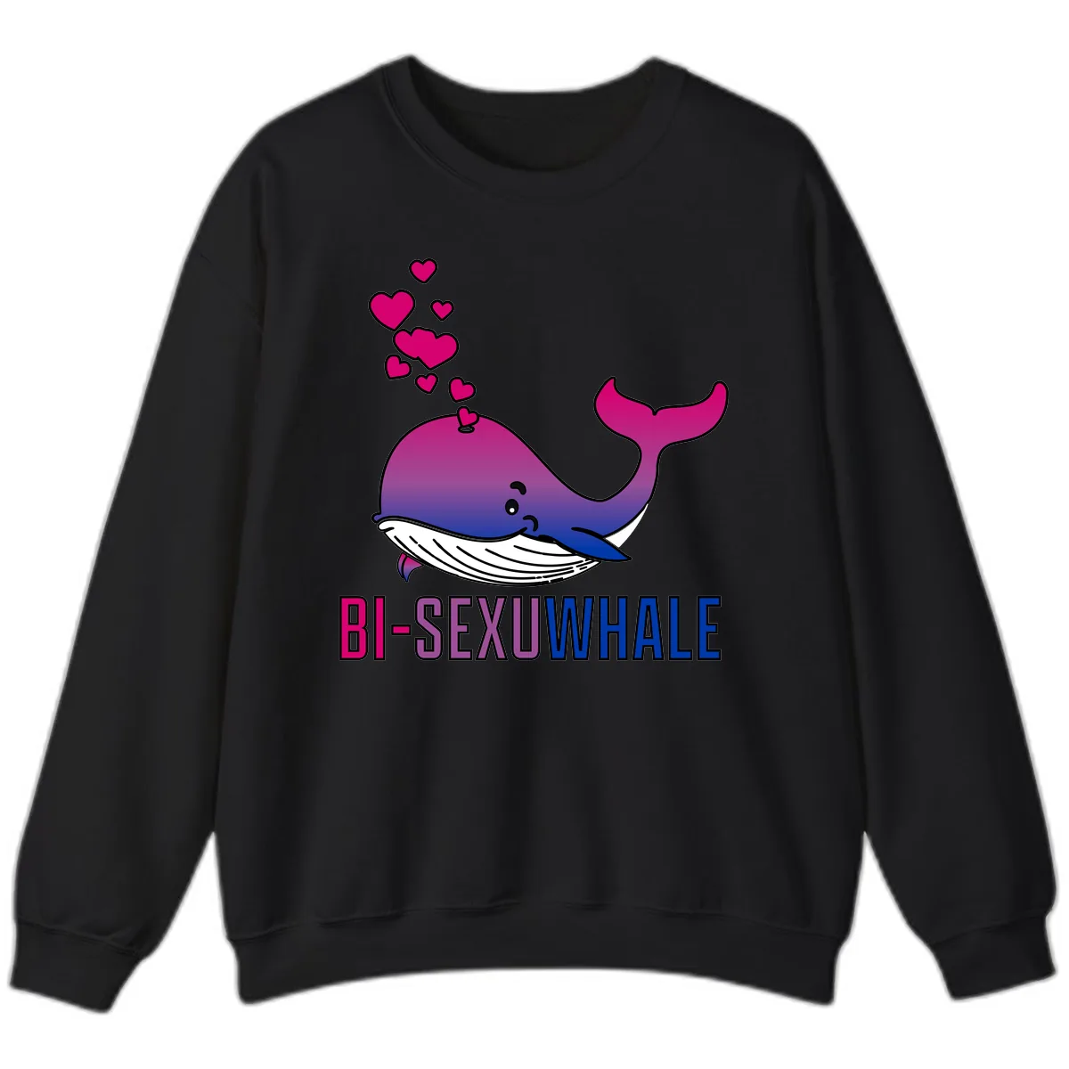 Bi-Sexual Whale Sweatshirt in Black