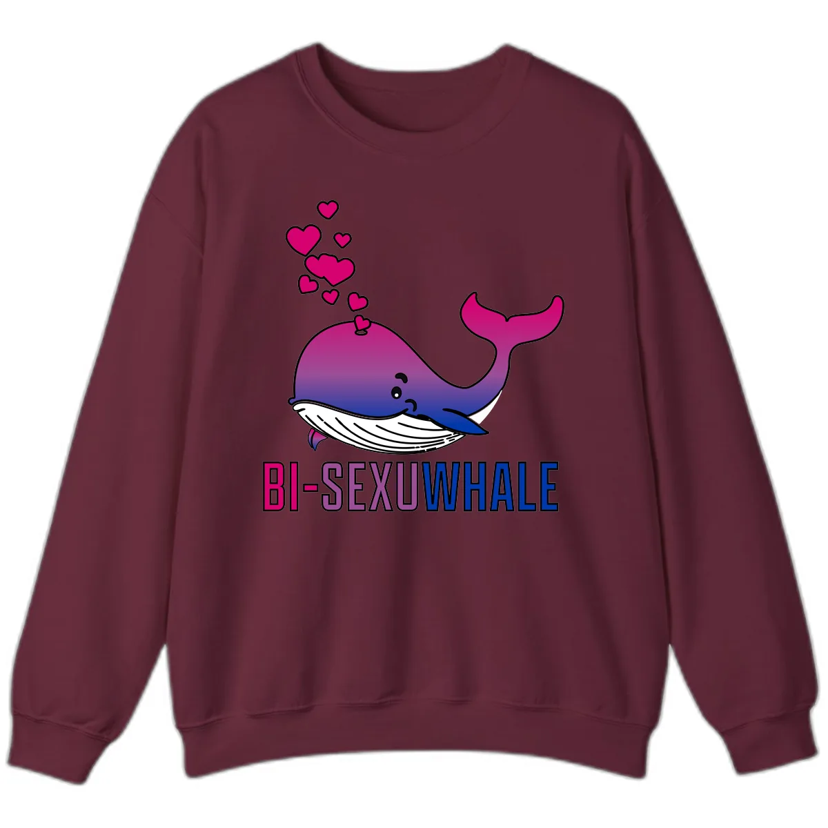 Bi-Sexual Whale Sweatshirt in Maroon
