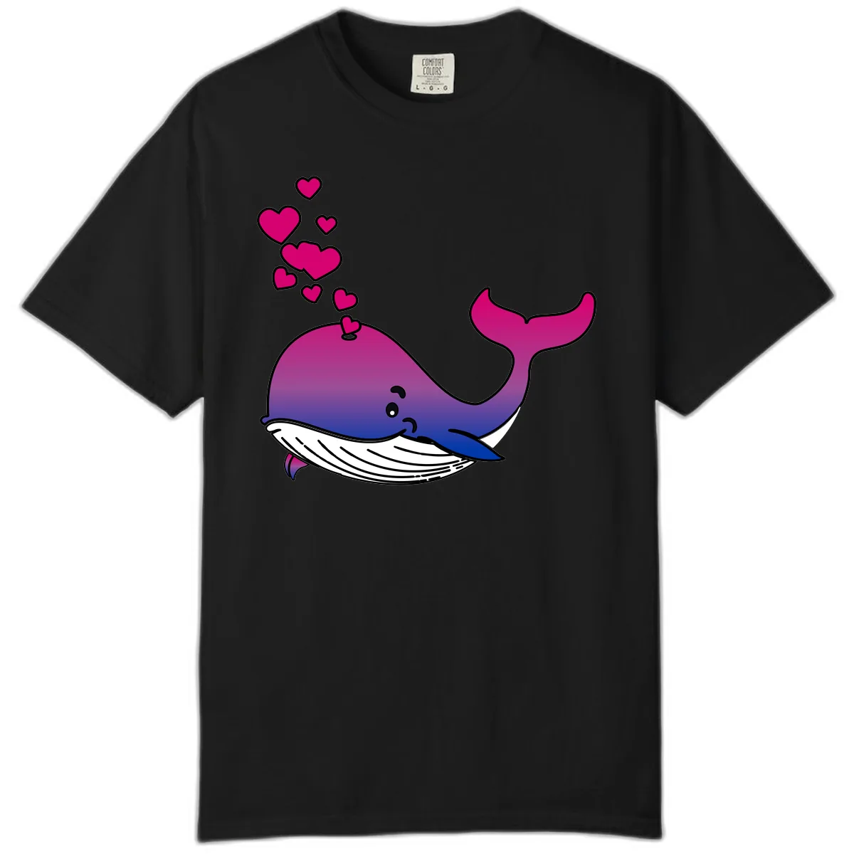 Love Whale Hearts Comfort Color in Black