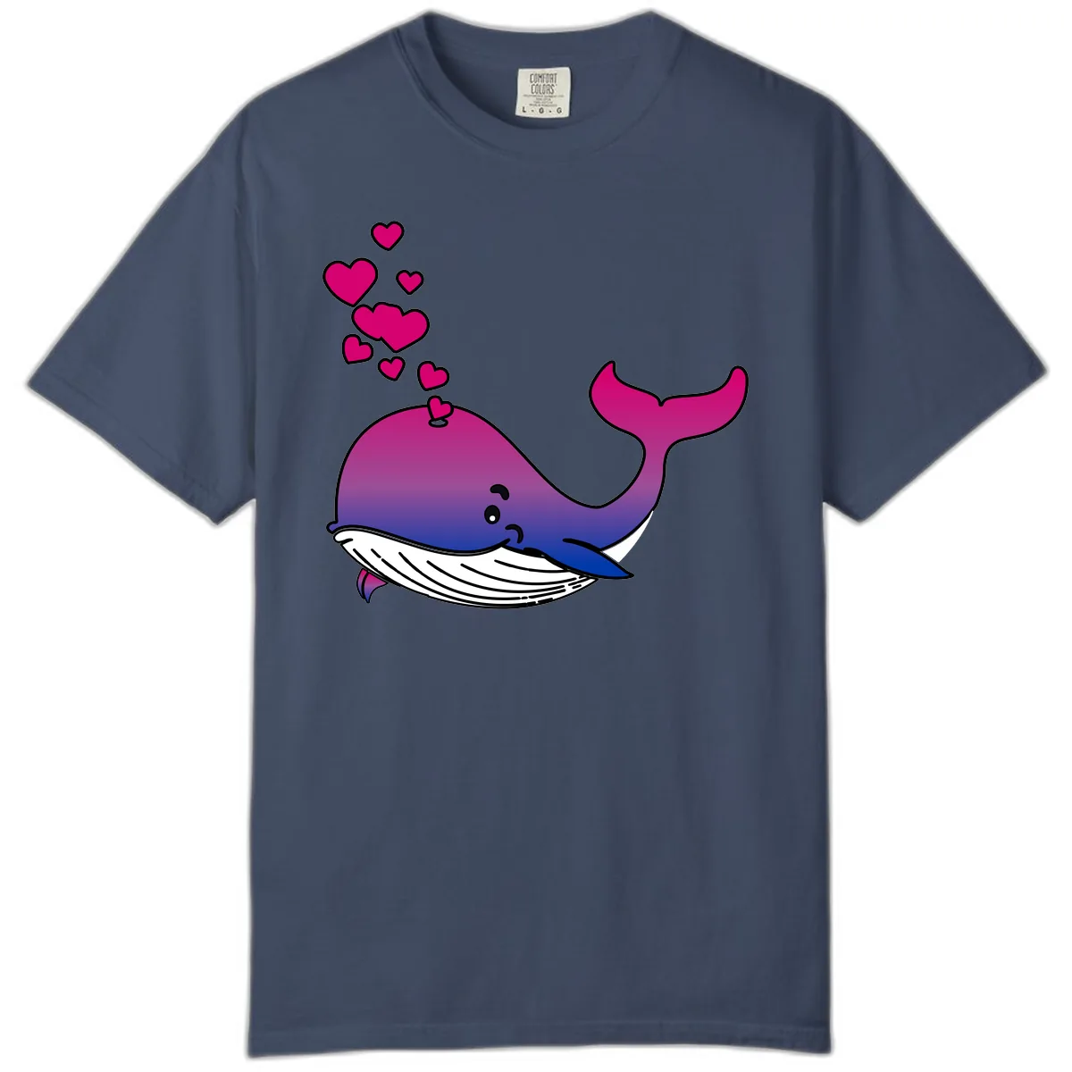 Love Whale Hearts Comfort Color in Midnight