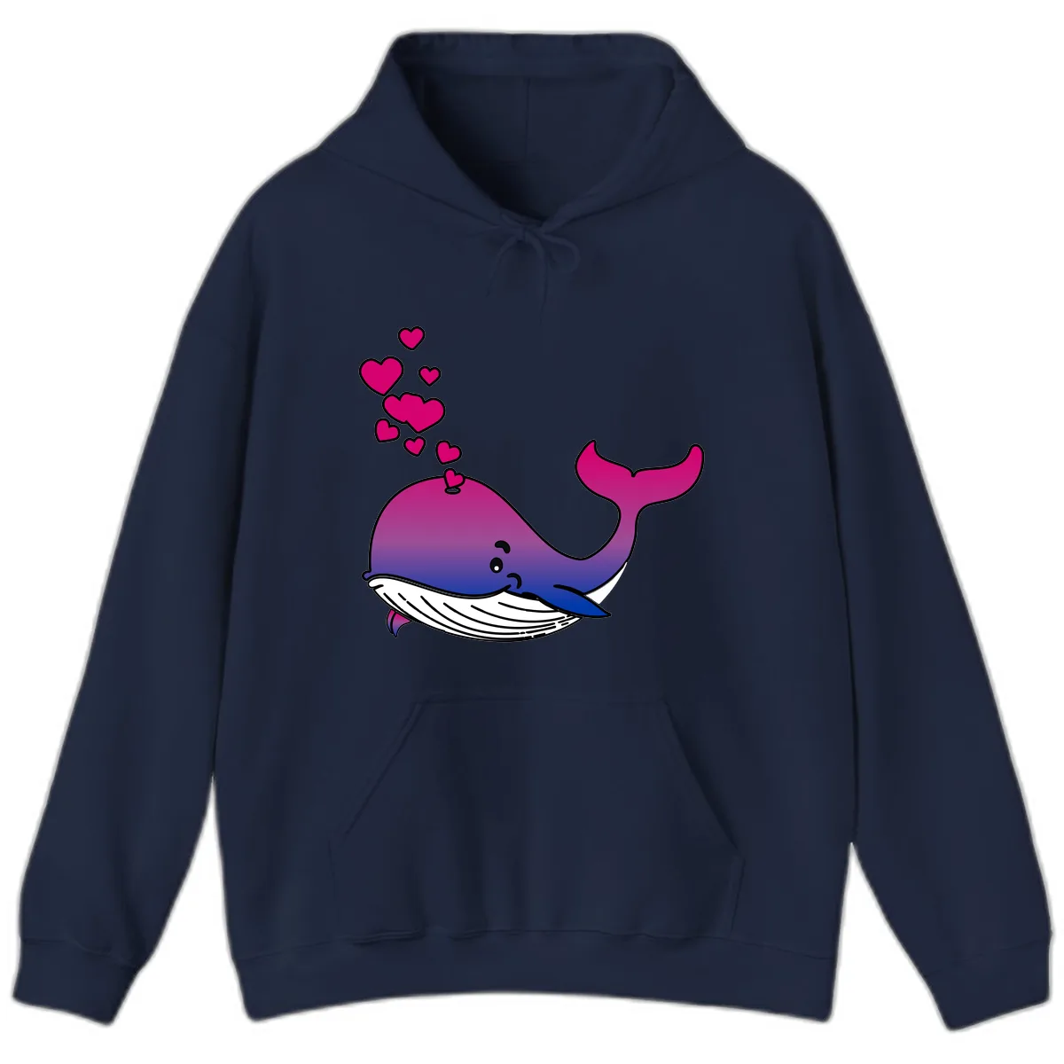 Love Whale Hearts Hoodie in Navy