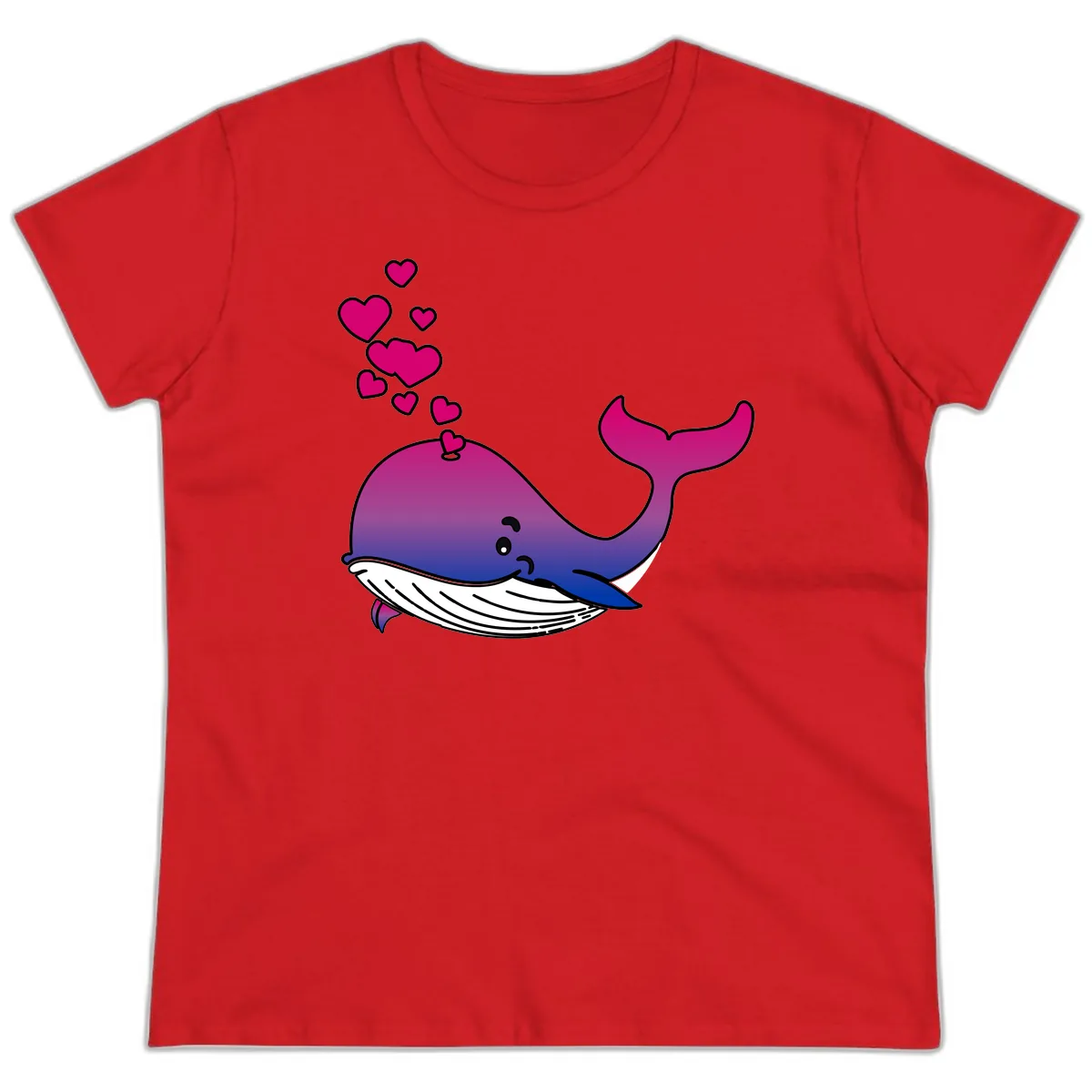 Love Whale Hearts Ladies Tee in Red