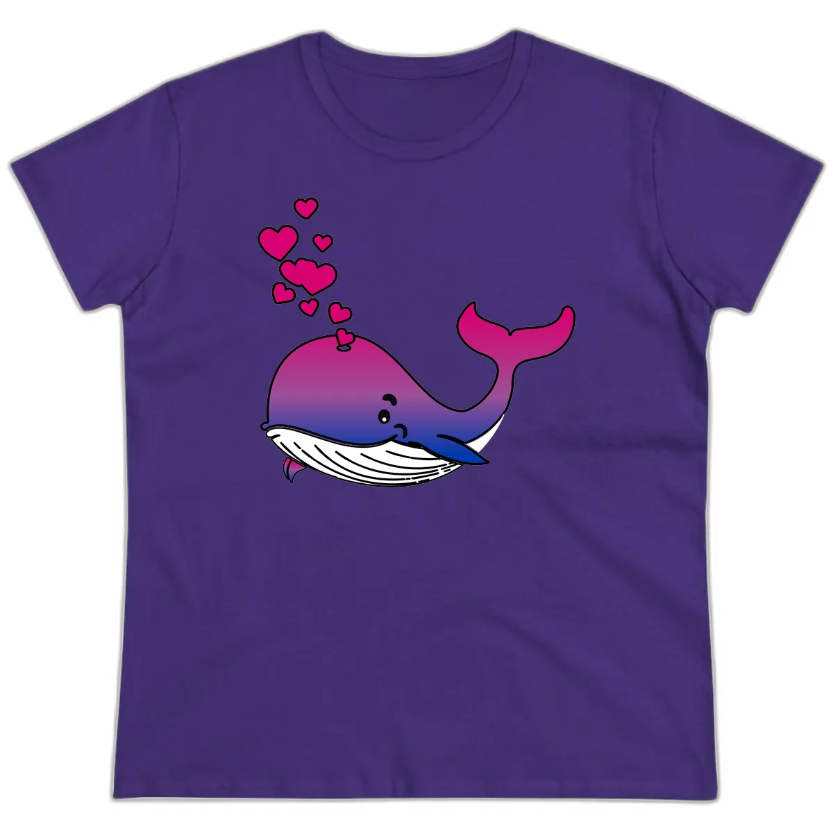 Love Whale Hearts Ladies Tee in Purple