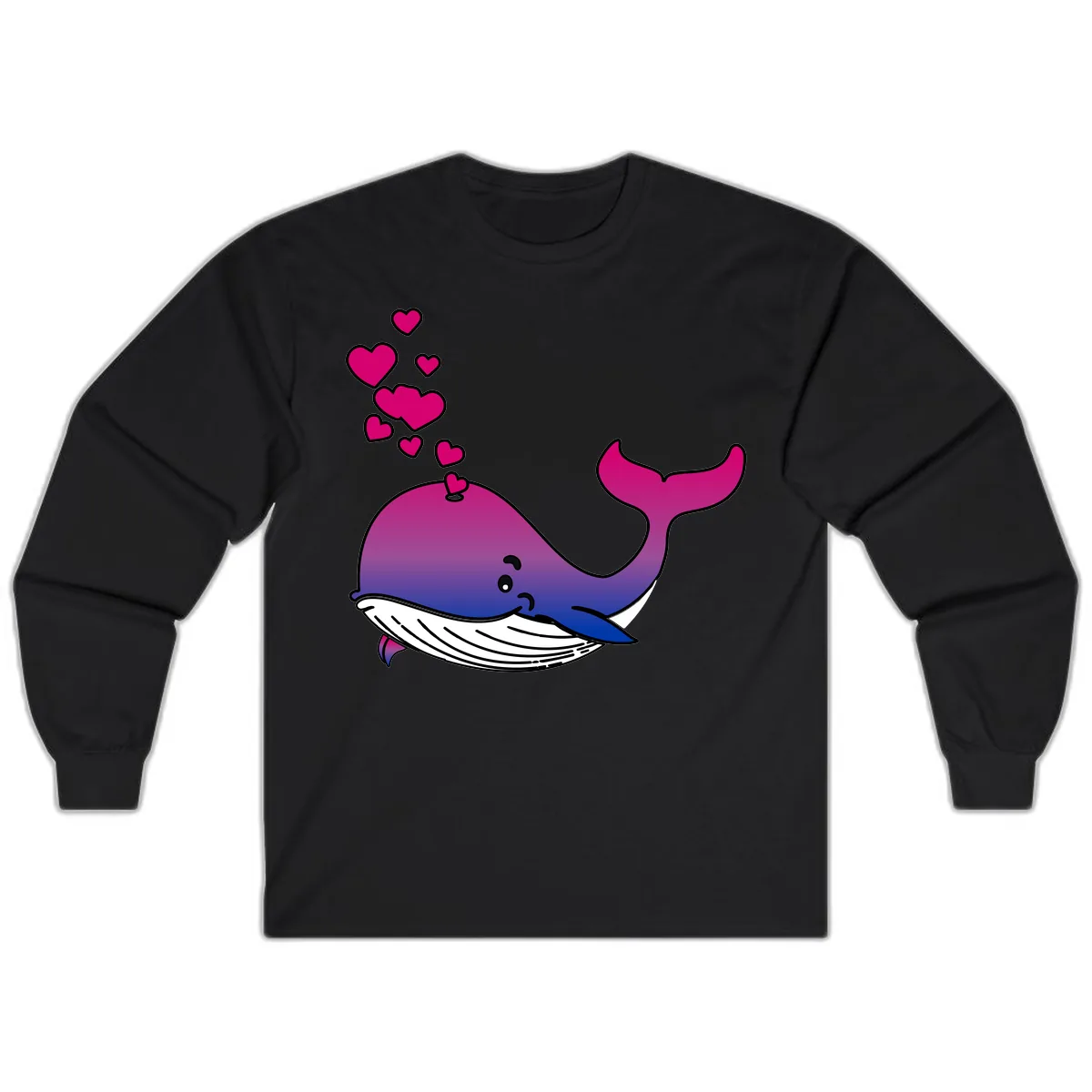 Love Whale Hearts Long Sleeve in Black