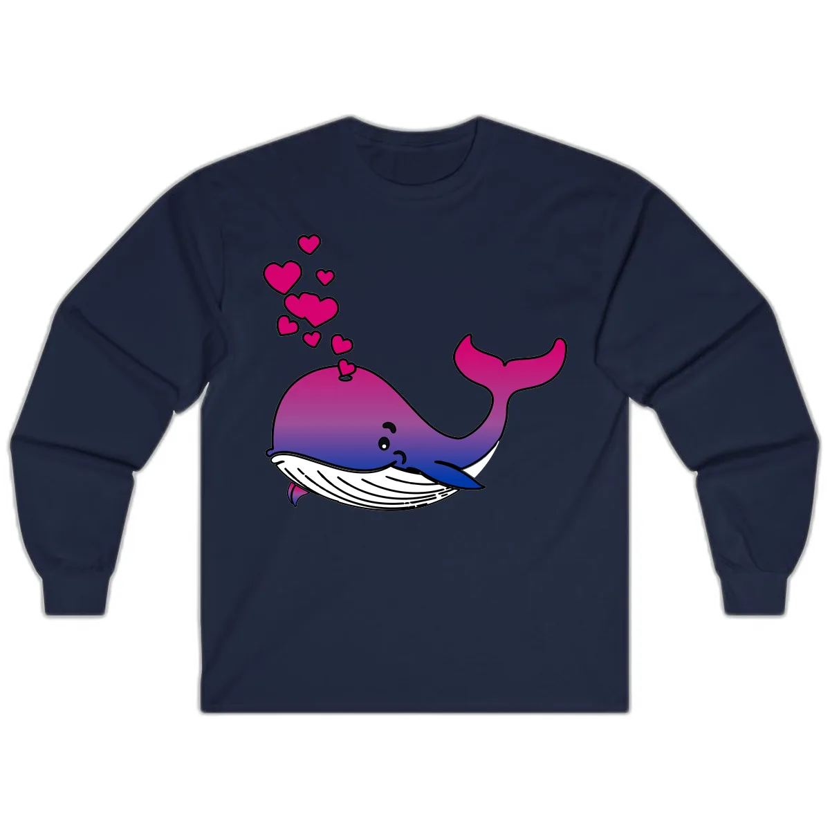 Love Whale Hearts Long Sleeve in Navy