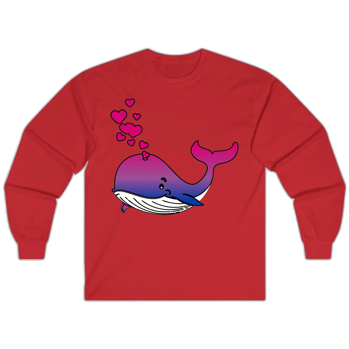 Love Whale Hearts Long Sleeve in Red