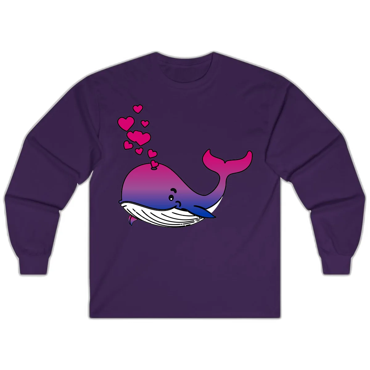 Love Whale Hearts Long Sleeve in Purple