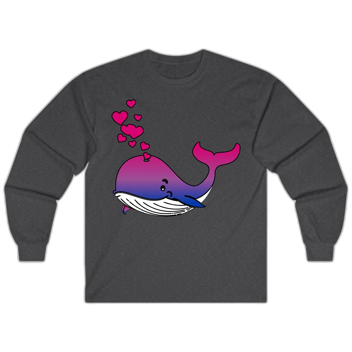 Love Whale Hearts Long Sleeve in Dark Heather