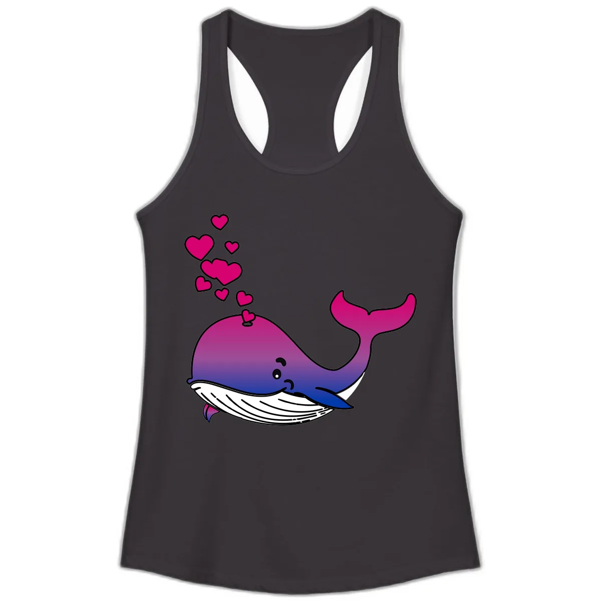 Love Whale Hearts Ladies Tank in Black